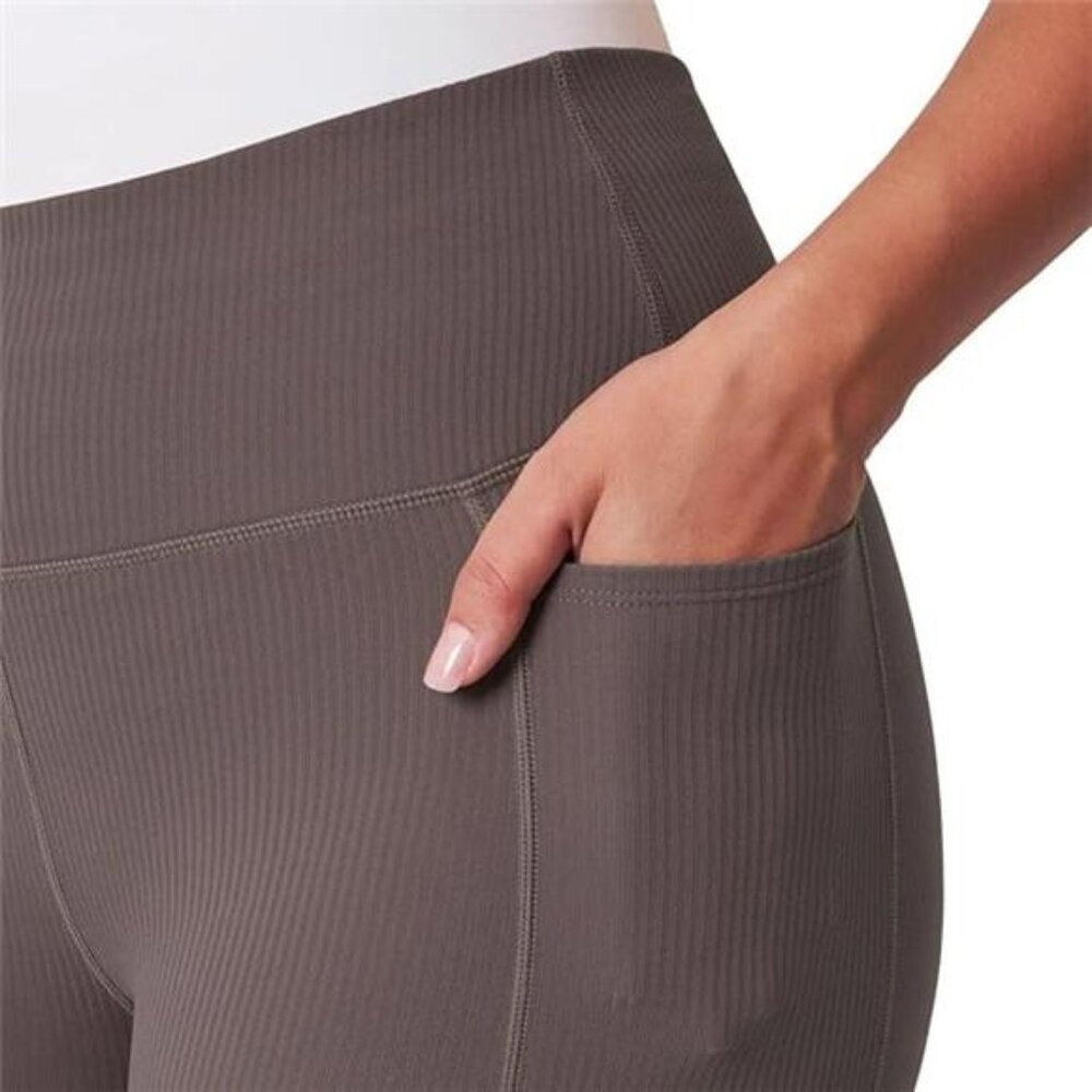 Mondetta Womens Active Midweight Ribbed Bike Short (Brown, X-Small) - Picture 3 of 4